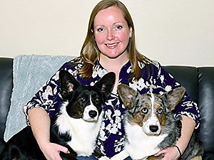 Veterinarian Samantha Nye with her Corgi dogs Veterinarian Samantha Nye with her Corgi dogs